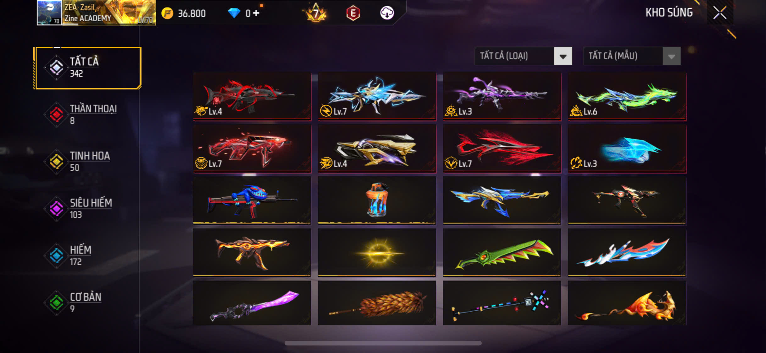 Tài khoản free fire thu của khách